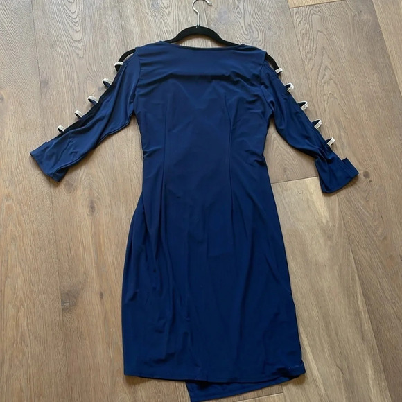 JBS Navy Blue Embellish Rhinestones Dress Size Small - Picture 5 of 9